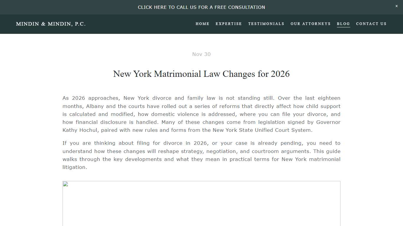 New York Matrimonial Law Changes for 2026 — Mindin & Mindin, P.C.