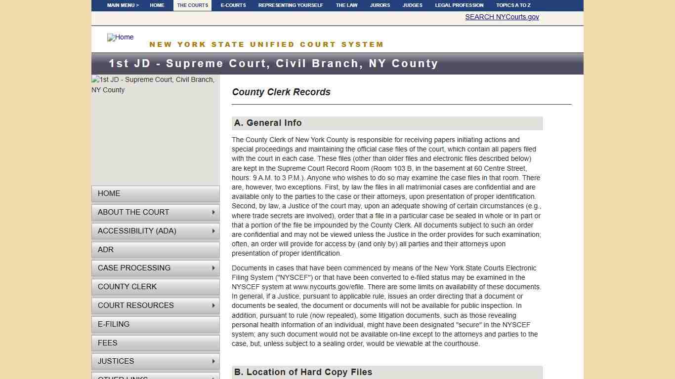 County Clerk Records NYCOURTS.GOV