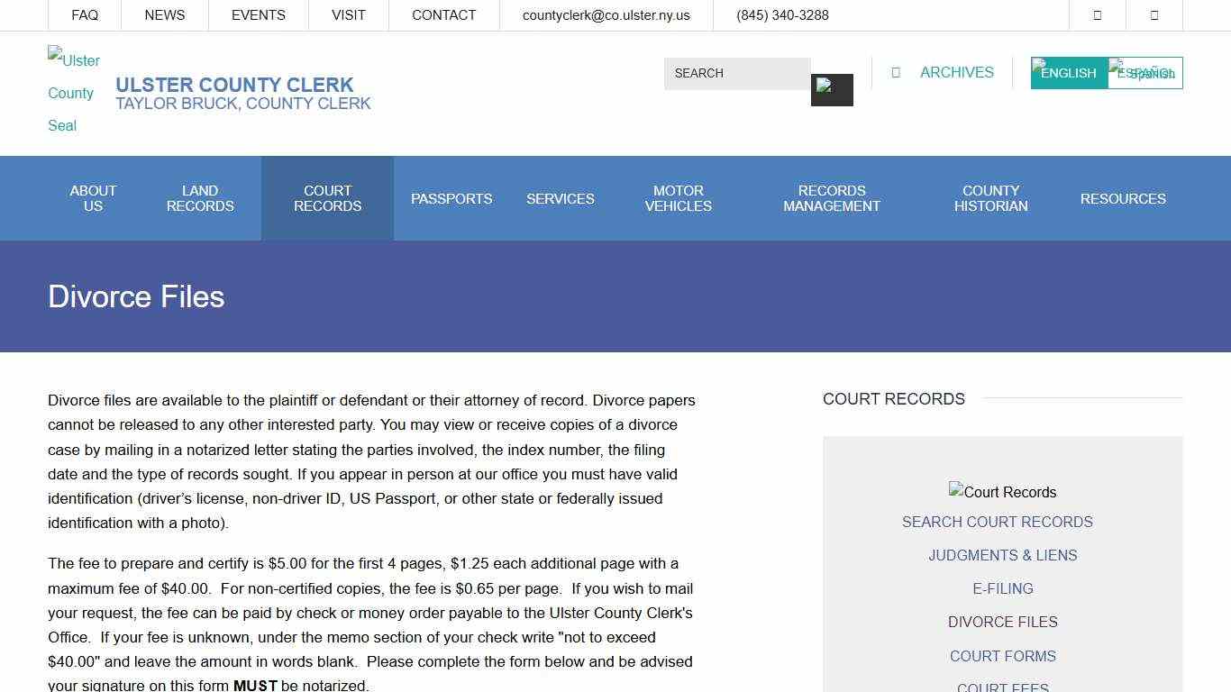 Divorce Files Ulster County Clerk